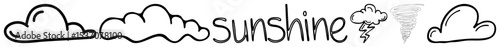 Vector Decorative sunshine typography features swirling lines and playful curves.