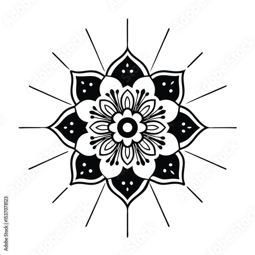 Simple mandala design for coloring. Vector floral mandala. Geometric ornamental mandalas. bold and easy coloring pages, mandala victor. mandala illustration. mandala line art