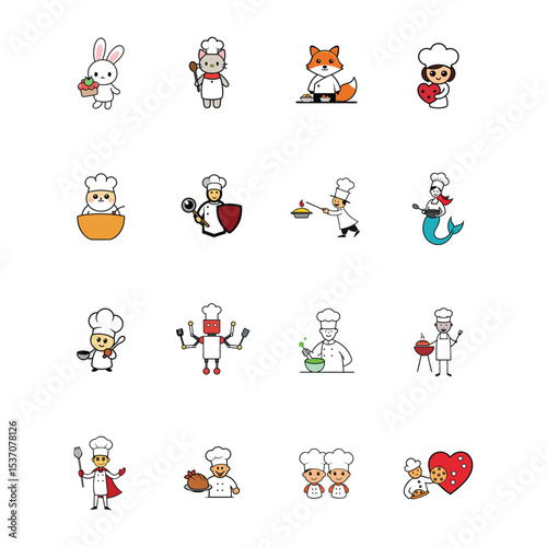 Cartoon Chefs Unite A Culinary Adventure with Delightful Characters and Whimsical Food Creations in a World of Flavor