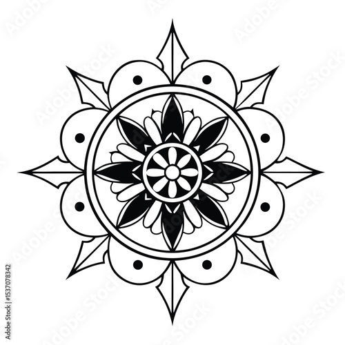 Simple mandala design for coloring. Vector floral mandala. Geometric ornamental mandalas. bold and easy coloring pages, mandala victor. mandala illustration. mandala line art