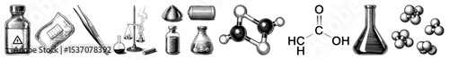 Vector Vintage chemistry equipment and molecular structure .