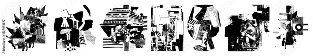Obraz premium Vector Abstract architectural forms create a dynamic monochrome vector composition.