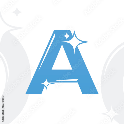 A Letter Sparkling Logo for Cleaning Company	