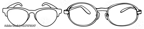 Vector Four distinct eyewear frames presented as clean vector illustrations.