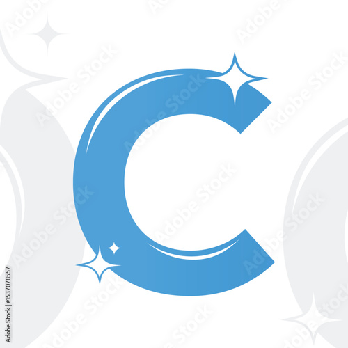 C Letter Sparkling Logo for Cleaning Company	