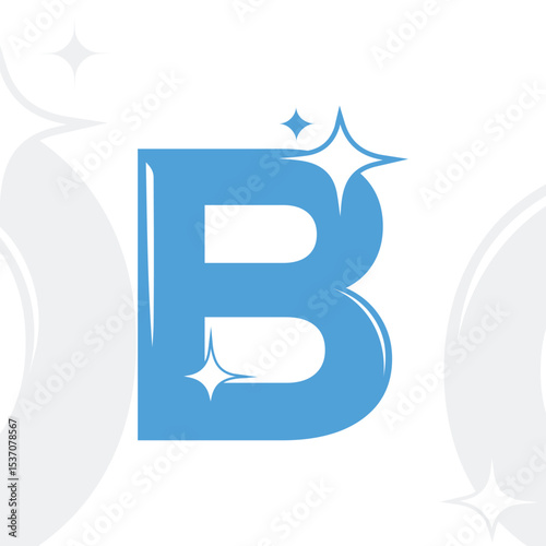 B Letter Sparkling Logo for Cleaning Company	