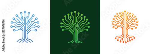 Circuit Tree A Futuristic Digital Logo