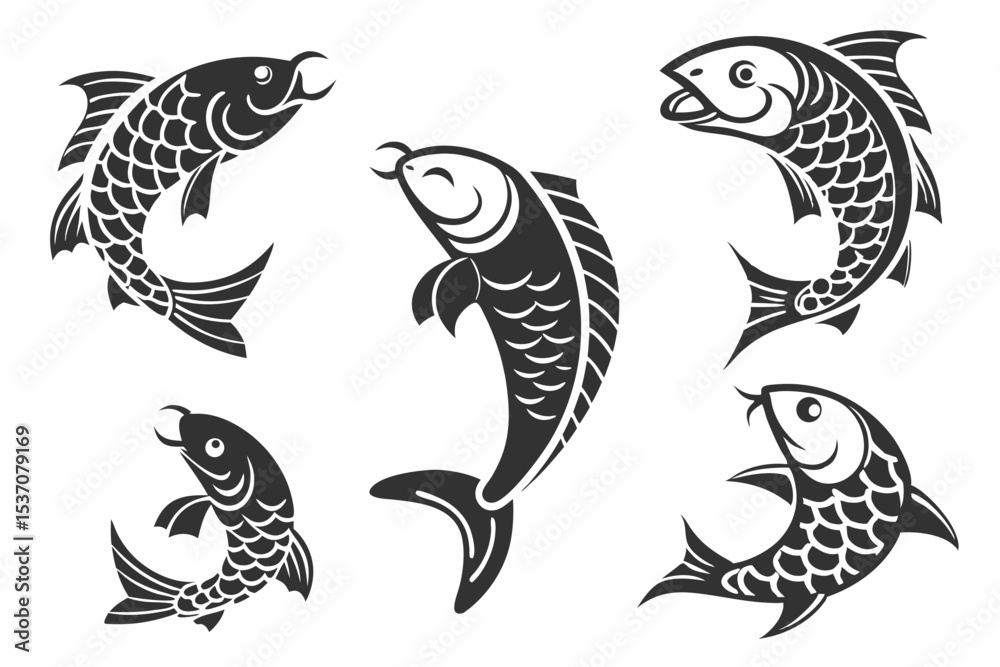 Naklejka premium set of fish