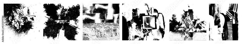 Fototapeta premium Vector Abstract black brushstroke shapes create a dynamic composition.