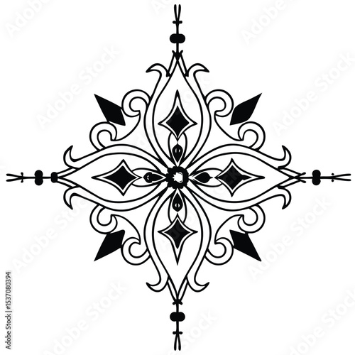 Simple mandala design for coloring. Vector floral mandala. Geometric ornamental mandalas. bold and easy coloring pages, mandala victor. mandala illustration. mandala line art