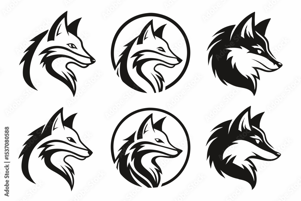 Obraz premium black and white wolf icons