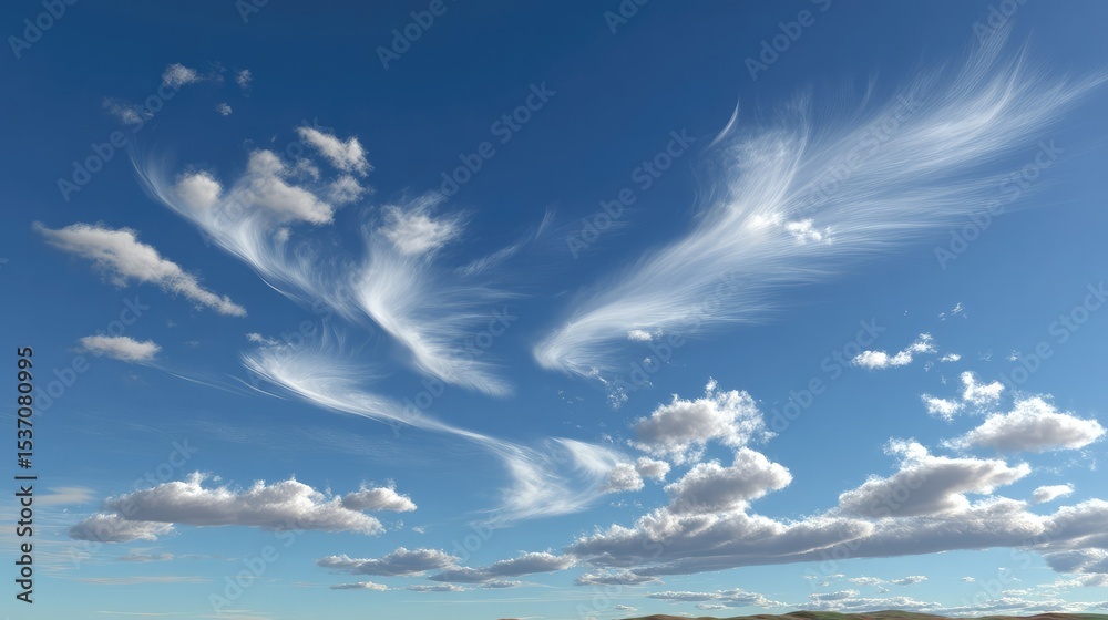 Sky Sculptures: The boundless blue canvas of the atmosphere is transformed by wispy clouds, creating a breathtaking scene of tranquility and natural beauty. Sky Sculptures: The boundless blue canvas of the atmosphere is transformed by wispy clouds, creating a breathtaking scene of tranquility and natural beauty.