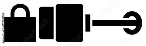 Vector Black Lock Cylinder and Key Set