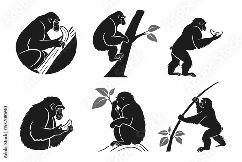set of silhouettes of people