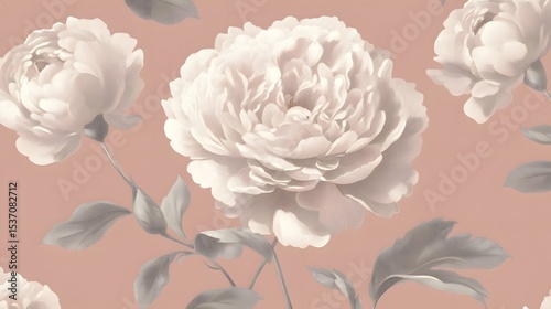 Elegant Blush Pink Peonies Floral Seamless Pattern