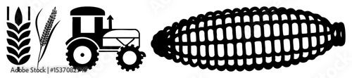 Vector Agricultural Featuring Wheat Tractor and Corn