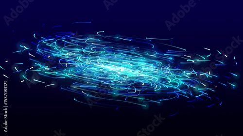 Abstract shiny blue explode motion background with dots animation