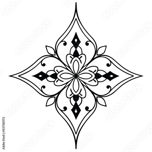 Simple mandala design for coloring. Vector floral mandala. Geometric ornamental mandalas. bold and easy coloring pages, mandala victor. mandala illustration. mandala line art