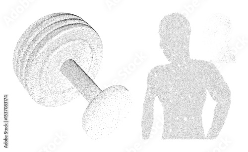 Vector Weightlifting Athlete Silhouette with Dumbbell
