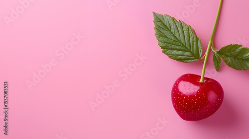 red cherry on a pink background