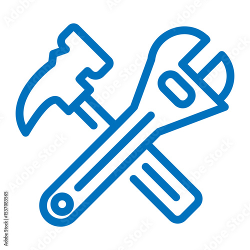 adjustable pliers and hammer croosed icon