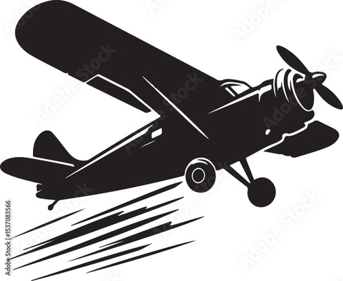 Aeroplan with silhouette black vector