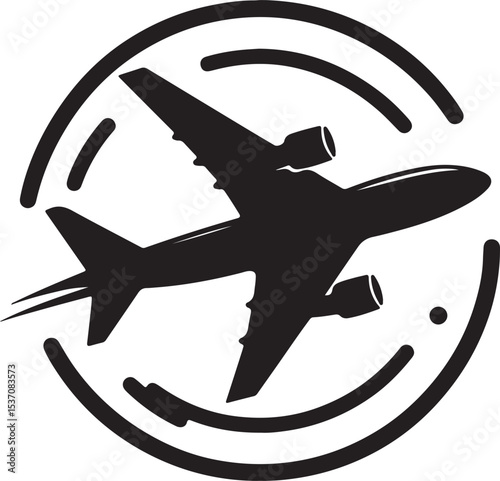 Aeroplan with silhouette black vector