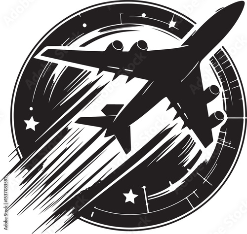 Aeroplan with silhouette black vector