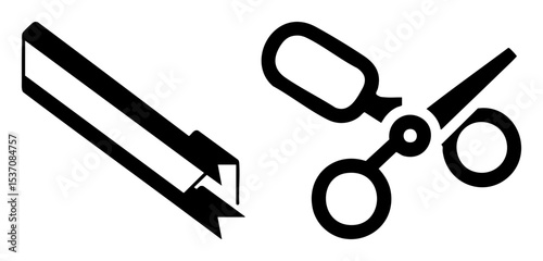 Vector Sharp cutting tools featuring a utility knife and scissors.