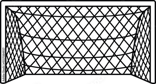 Empty Soccer Goal: A minimalist illustration showcases a soccer goal, the focus on the intricate netting stretched between the sturdy posts, symbolizing the essence of the sport.
