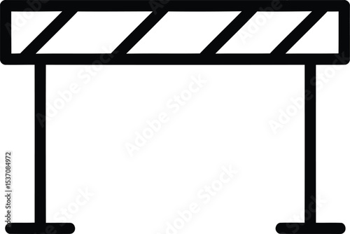 Roadblock Icon: A simple, bold line art illustration of a roadblock barrier, symbolizing obstacles, limitations, or construction.