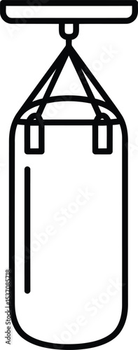 Punching Bag Silhouette: A minimalist illustration captures a classic punching bag suspended, a symbol of strength, training, and the pursuit of physical excellence.