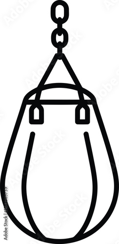Punching Bag: A simple, dynamic illustration of a classic punching bag, suspended by a chain and ready for action, symbolizing the energy of training and combat.