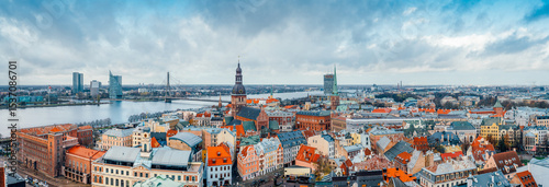 panoramic view at the city center of riga