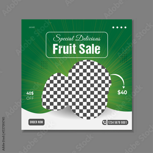 Modern and elegant healthy food social media post design. Delicious guava social media post template