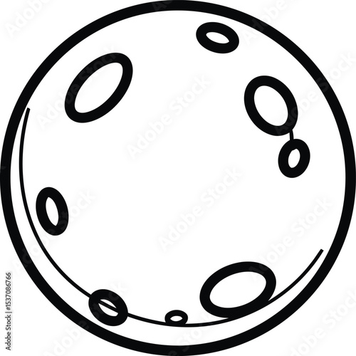 Moon Sketch: A simple, outlined depiction of the moon, featuring craters in a minimalist and symbolic style. 