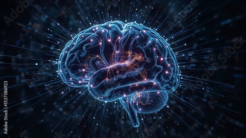 Detailed illustration of a digital brain.
