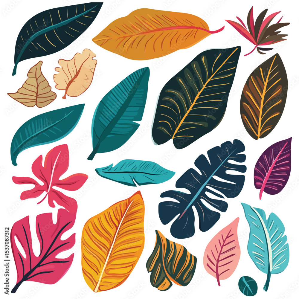 Obraz premium Set of spring leaves, Vector illustration