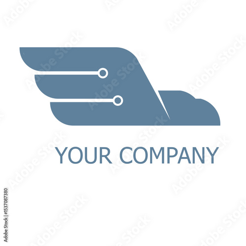 A dynamic and innovative logo illustration featuring an eagle with wings shaped like technological elements, perfect for tech companies, startups, or business that value speed, agility and innovation,