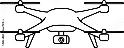 Drone schematic drawing: A clean, modern schematic illustration of a drone, meticulously rendered to highlight the drone's core components.