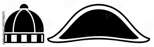 Vector Historical headwear featuring a bonnet and a cap.