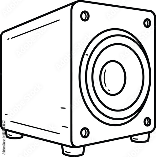 Loudspeaker Illustration: A high-quality illustration of a modern loudspeaker, depicting its design and components with precision and clarity.