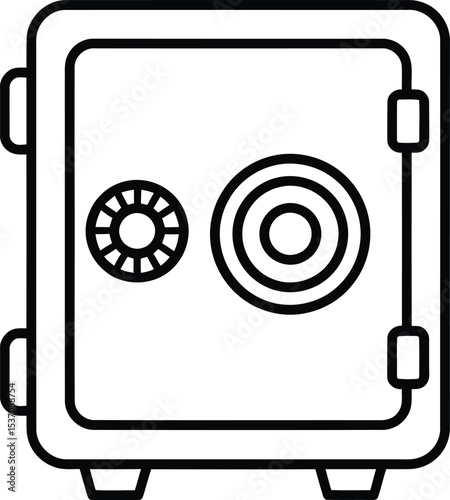 Secure Vault Symbol: This captivating image features a simplified line drawing of a secure vault, the epitome of safety and financial protection. The design is modern.