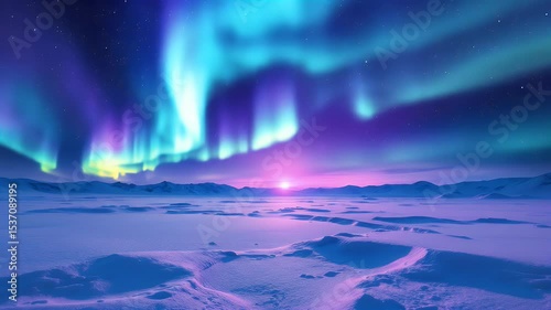 Wallpaper Mural Aurora Borealis Displaying Over Snowy Landscape at Night Torontodigital.ca