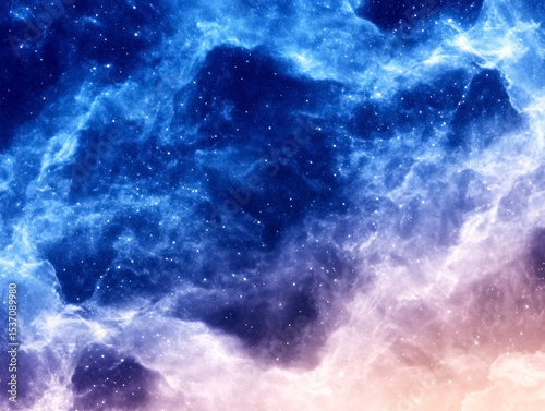 Soft dreamy night sky painted in watercolor style with stars and clouds