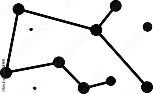 Interconnected Dots: A graphic representation of connectivity and networks, with black dots linked by lines, illustrating relationships and abstract concepts.