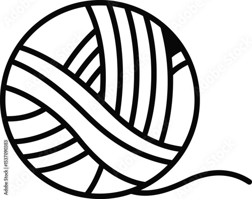 Cozy Threads: Intricate monochrome illustration of a ball of yarn, representing the art of knitting and the comfort of handmade crafts.