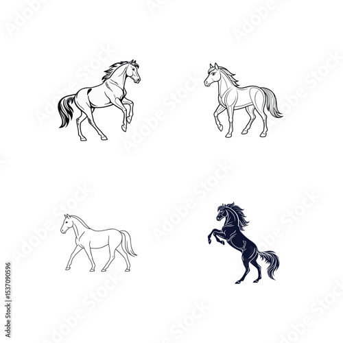 Horse Silhouette Set Illustration
