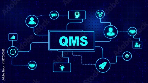 QMS concept. Quality management system business and industrial technology concept. Business, Technology, Internet and networking concept.