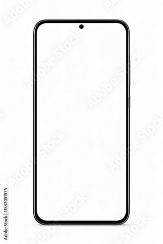 Smartphone mock up with blank screen for design purposes, showcasing a sleek black frame, ideal for app presentations and digital marketing projects